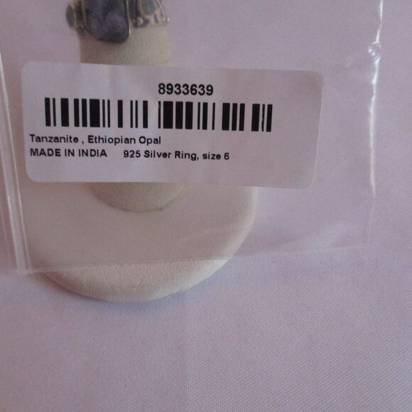 Tanzanite Rough Ethiopian Opal Sterling 925 Silver Ring - Picture 6 of 6